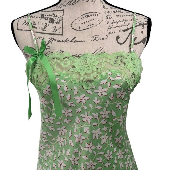 Victoria's Secret Angels Lace Trim Slip Dress/Nightie Gown Green Floral Small - Picture 3 of 10